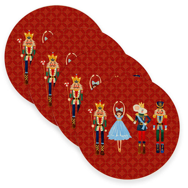 Nutcracker Red Placemats - Set of 4 Round