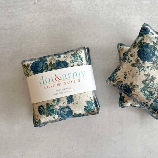 Lavender Sachets Blue Floral - Set of 2