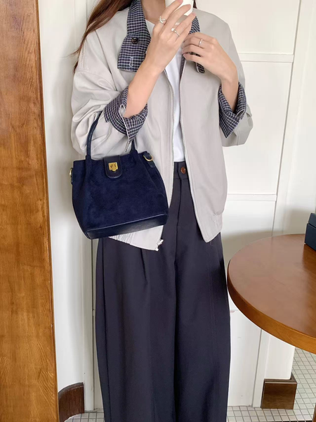 Suede-Like Microfiber Crossbody Bag