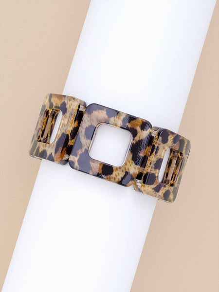 Leopard Block Resin Bracelet
