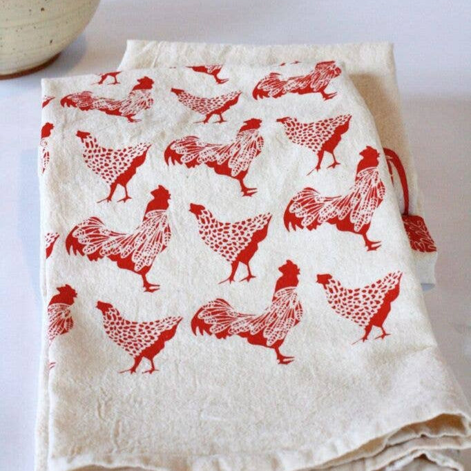 Chicken Tea Towel - Red