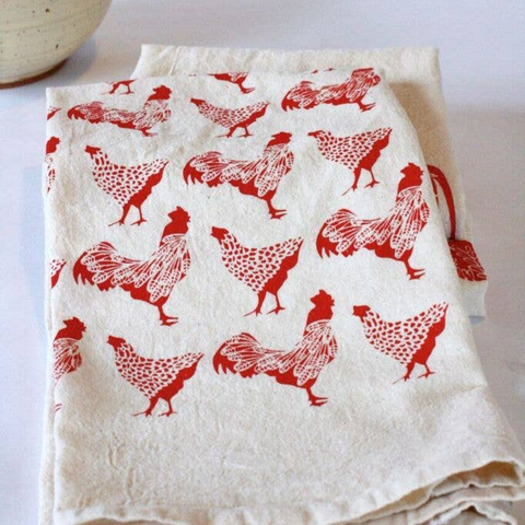 Chicken Tea Towel - Red