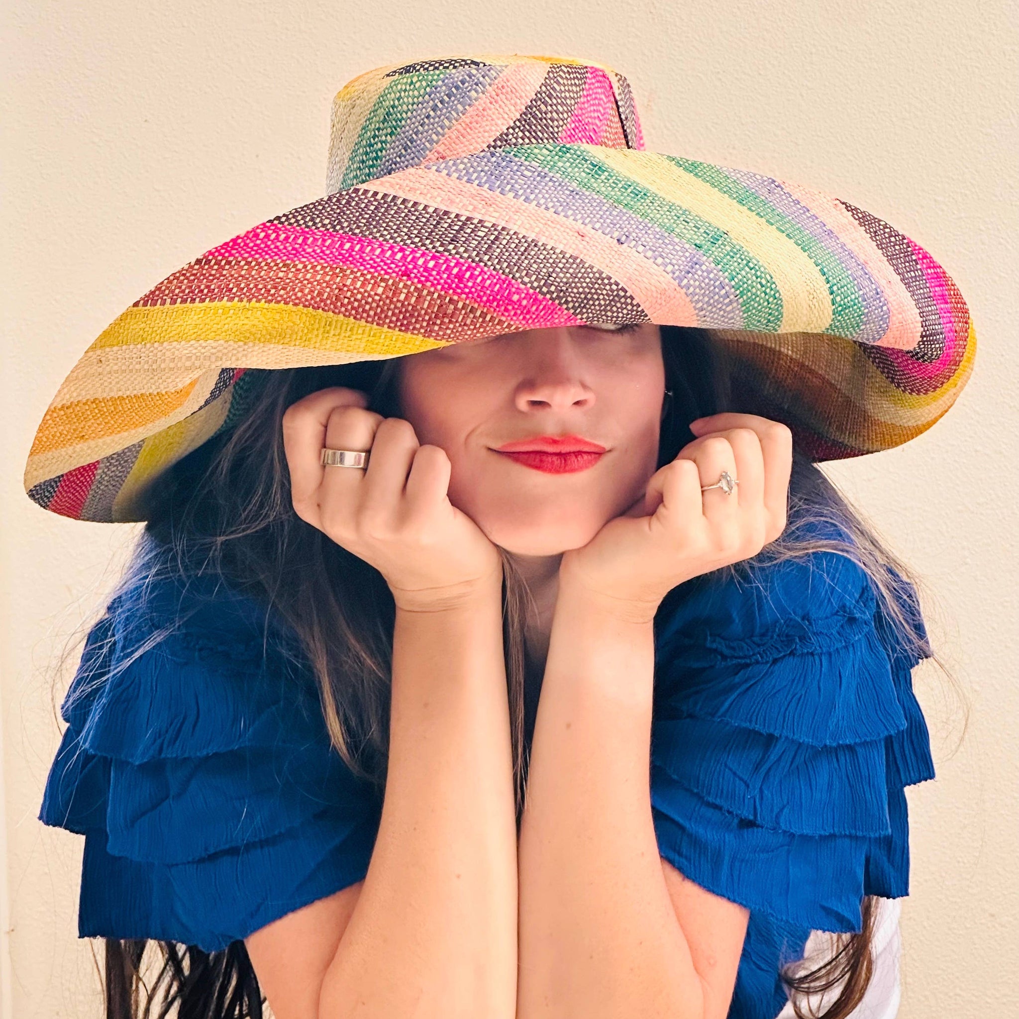 Grace Straw Sun Hat - Candyland Stripe