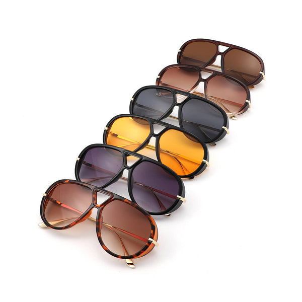 Double Bridge Fashion Aviator Sunglasses