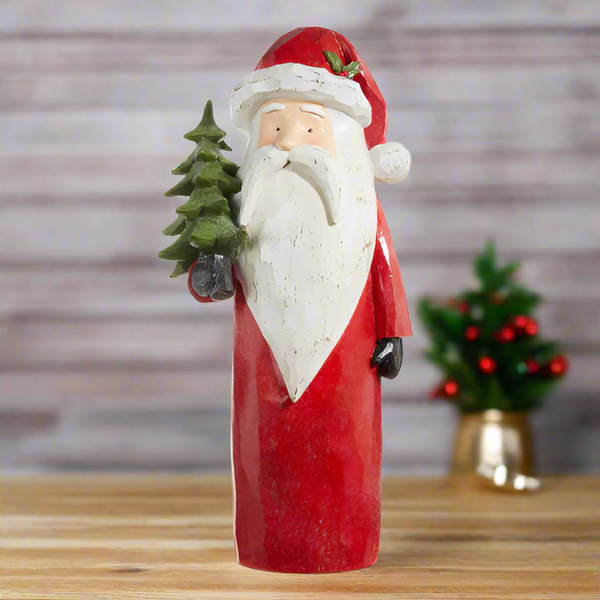 Carved Santa with Tree