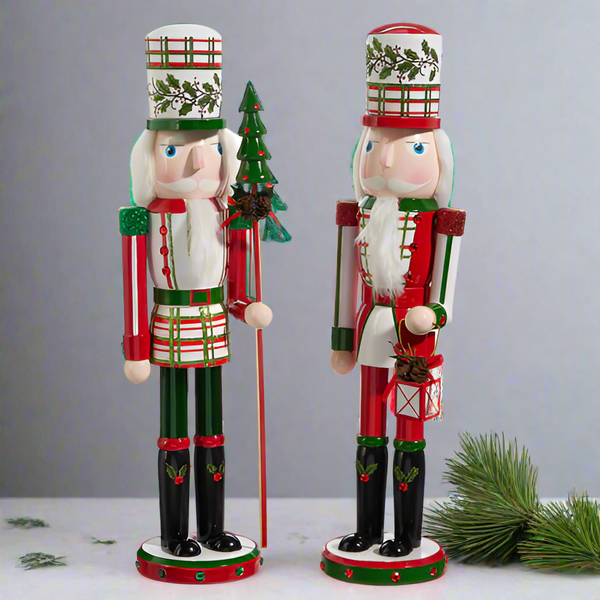 Plaid and Holly Nutcracker