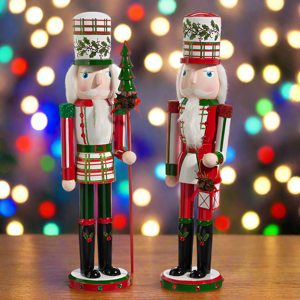 Plaid and Holly Nutcracker