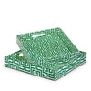 Green Greek Key Trays