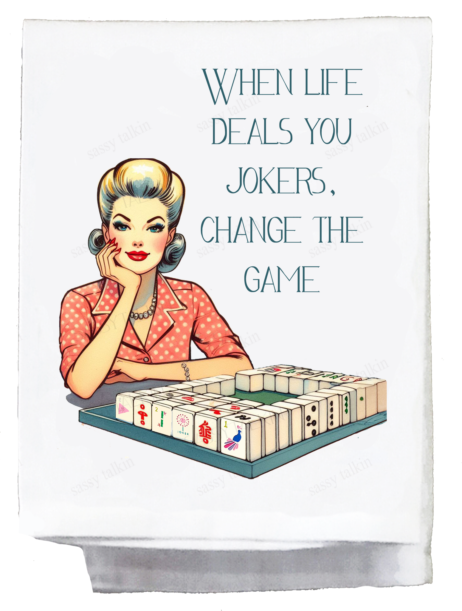 Mahjong When Life Deals You Jokers Kitchen Towel