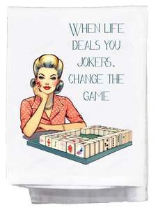 Mahjong When Life Deals You Jokers Kitchen Towel