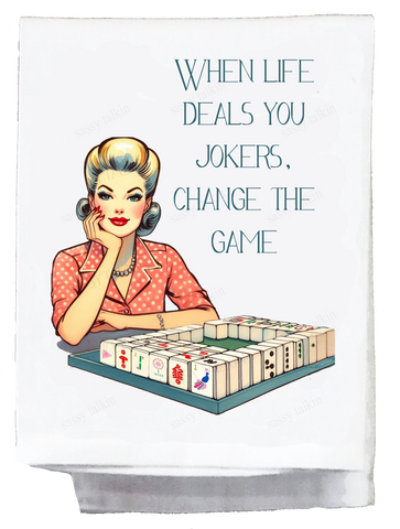 Mahjong When Life Deals You Jokers Kitchen Towel