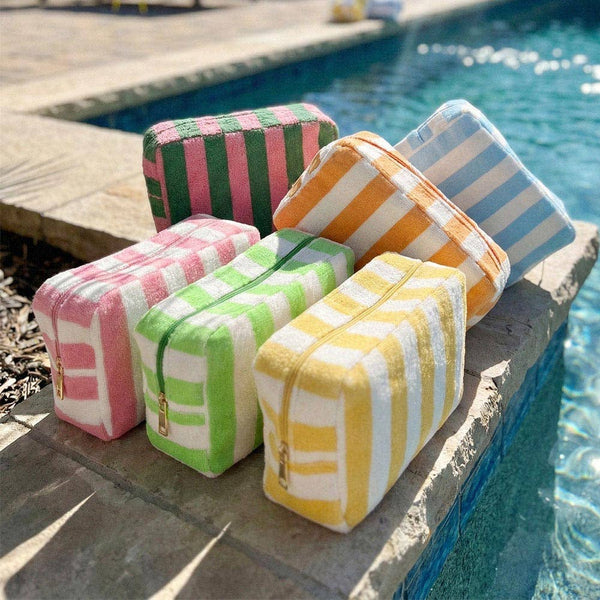 Striped Terrycloth Cosmetic Bag