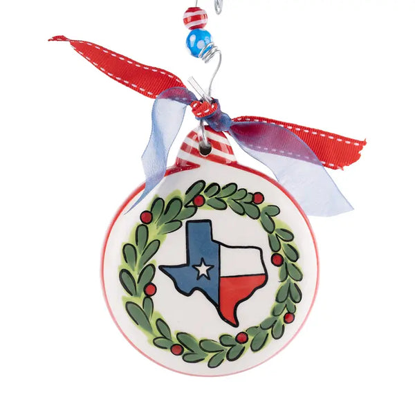 Texas Flag Wreath Puff Ornament
