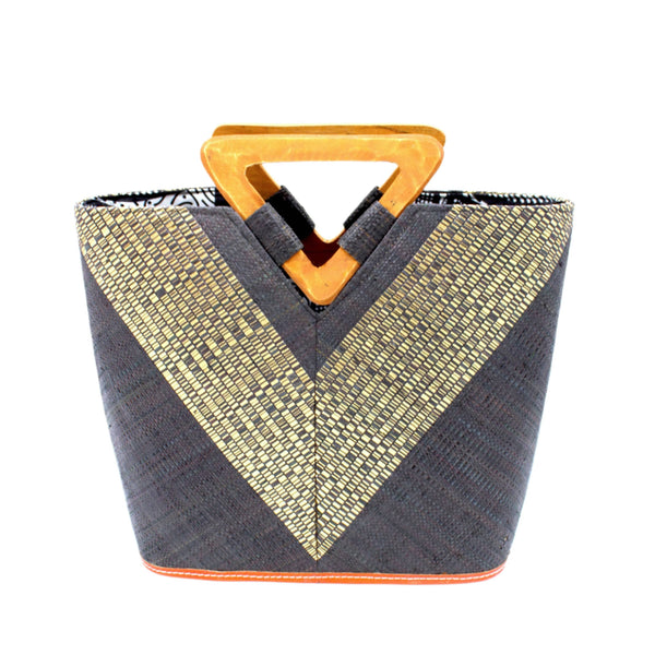 Zuki Straw Bucket Handbag - Black