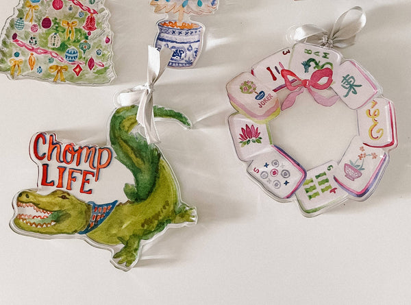 Mahjong Tile Wreath Acrylic Ornament