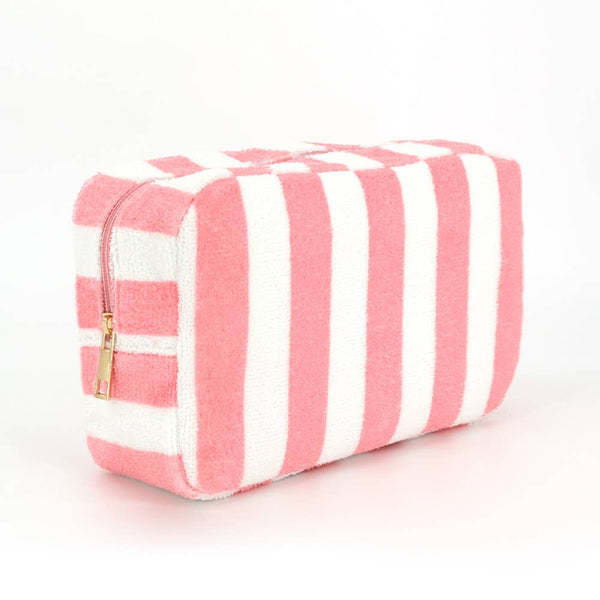 Striped Terrycloth Cosmetic Bag