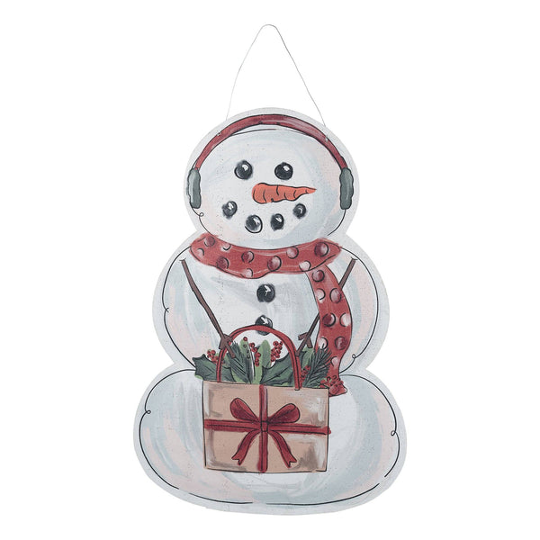 Holly Snowman/Stacked Pumpkins Burlee Door Hanger