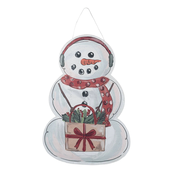 Holly Snowman/Stacked Pumpkins Burlee Door Hanger
