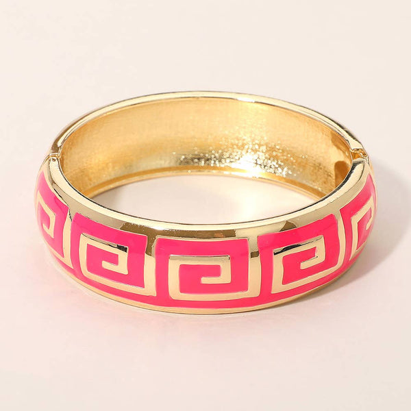 Geometric Pattern Hinged Bangle Bracelet