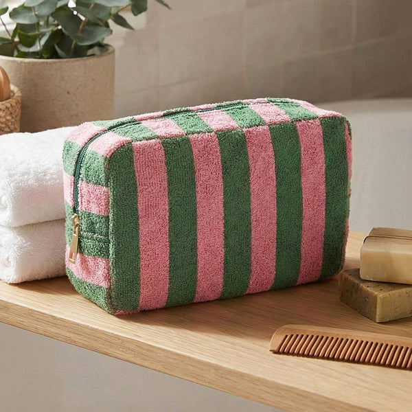 Striped Terrycloth Cosmetic Bag
