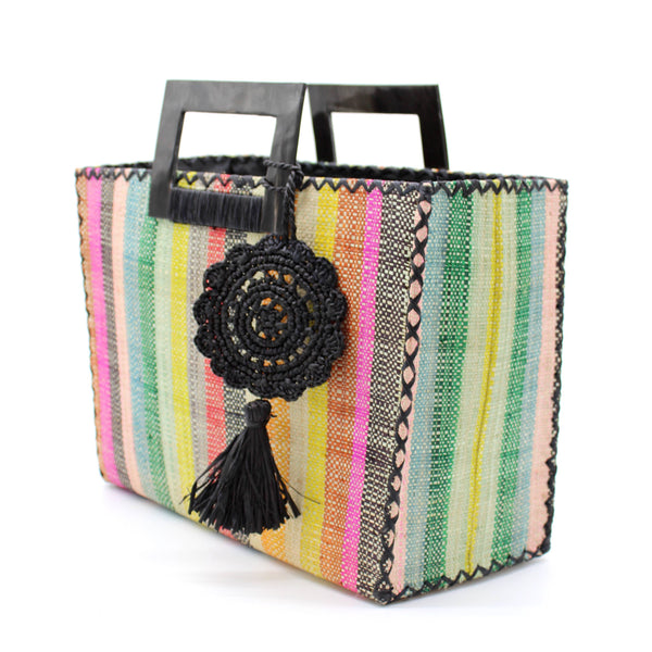 Stevie Square Straw Handbag - Lollipop