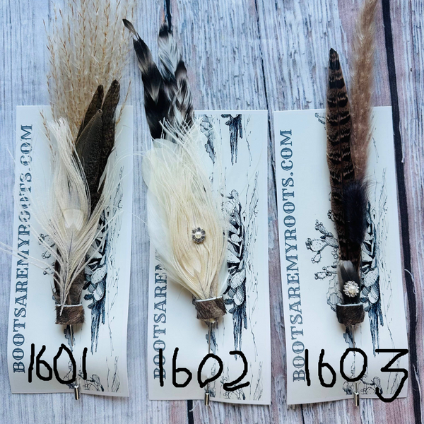 Mixed Feather Hat Pin - Set #16