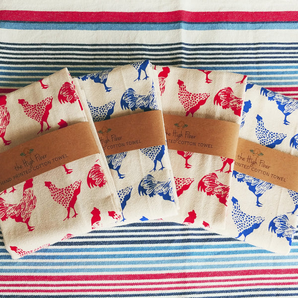 Chicken Tea Towel - Red