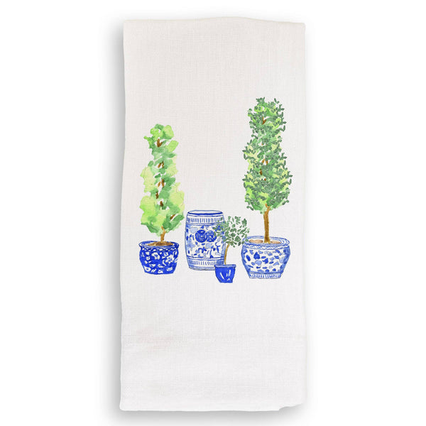 Chinois Pots with Trees Kitchen Towel