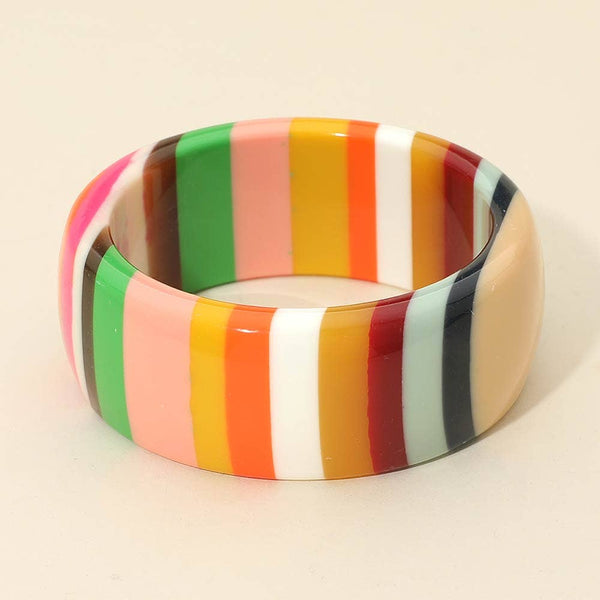 Bold Striped Resin Bangle Bracelet