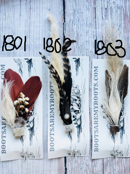 Mixed Feather Hat Pin - Set #18