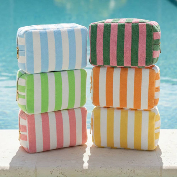 Striped Terrycloth Cosmetic Bag