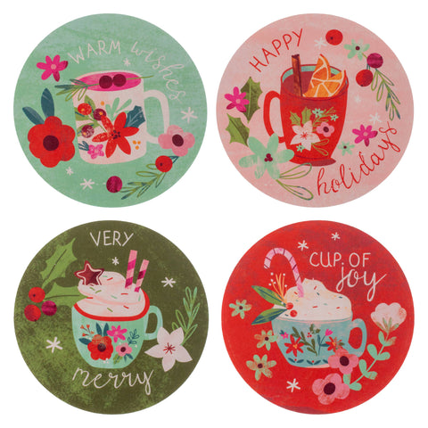 Christmas Mugs Paper Coasters - Set of 8