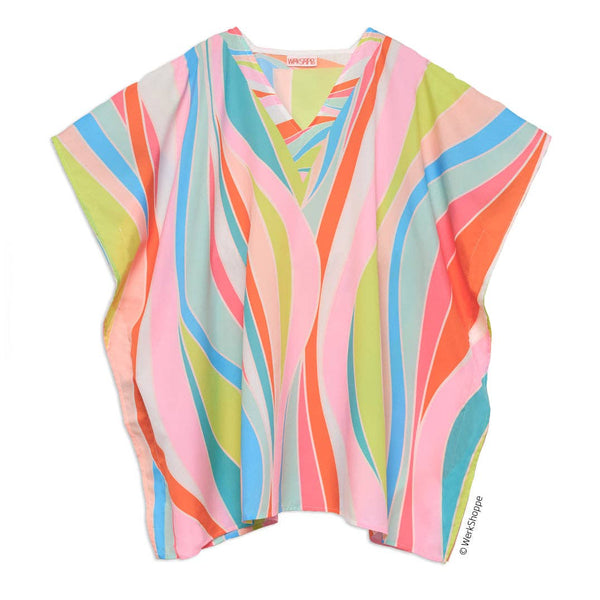 Wavy Stripe Halftan Beach and Pool Coverup