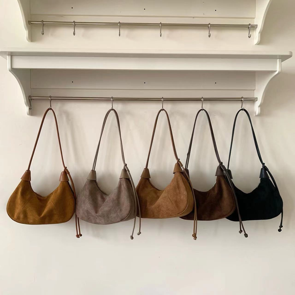 Suede-Like Microfiber Crossbody Bag
