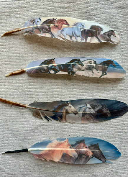 Blue Wild Horses Hat Feather