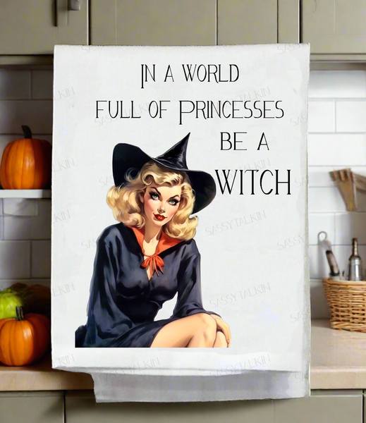 Halloween In a World of Princesses Kitchen Towel