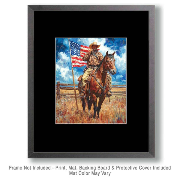 Patriotic Cowboy Wall Art Print