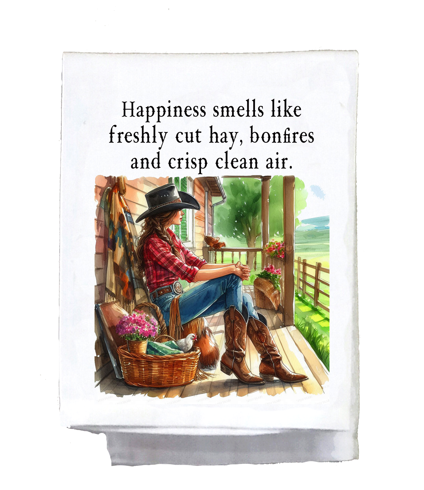 Happiness Smells Like Hay Kitchen Towel