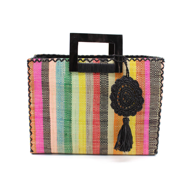 Stevie Square Straw Handbag - Lollipop