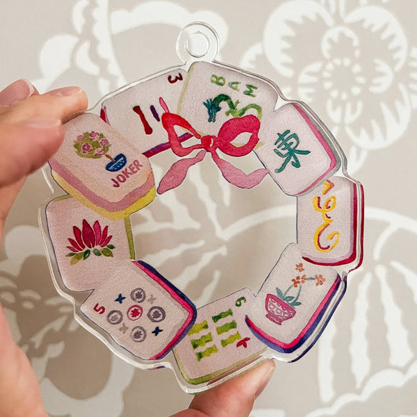Mahjong Tile Wreath Acrylic Ornament
