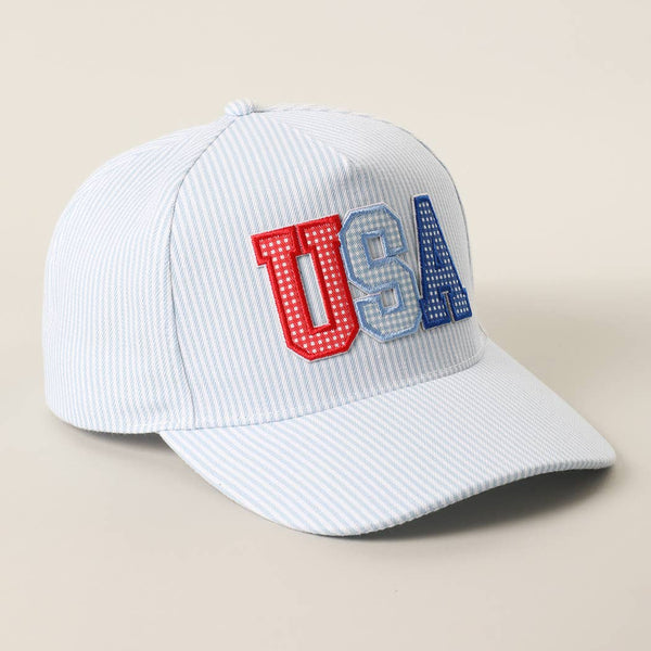 USA Patch Varsity Striped Baseball Hat