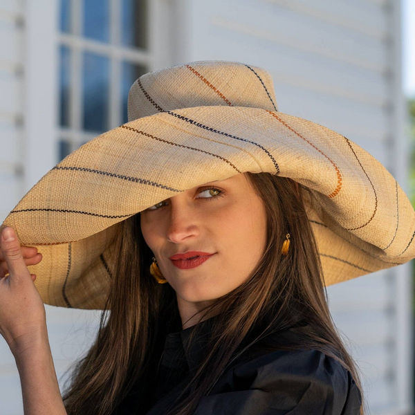 Grace Straw Hat - Neutrals Pinstripe