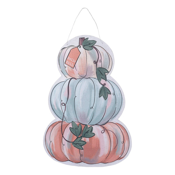 Holly Snowman/Stacked Pumpkins Burlee Door Hanger
