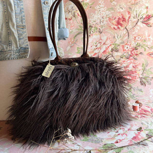 Cafe Llama Faux Fur Molly Handbag
