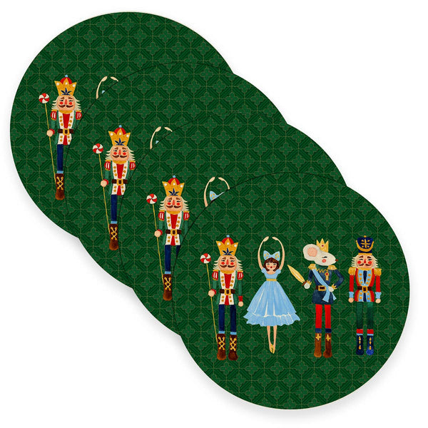 Nutcracker Green Placemats - Set of 4 Round