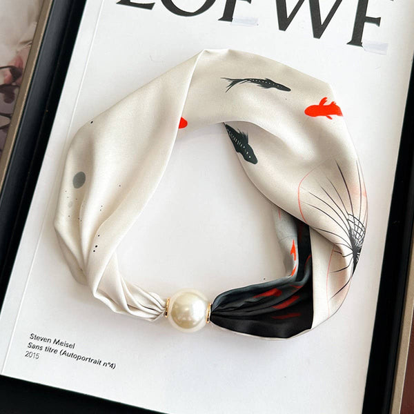 Magnetic Pearl Scarf Necklace - Koi Pond