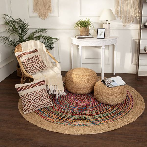 Jute Circular Pouf - Natural