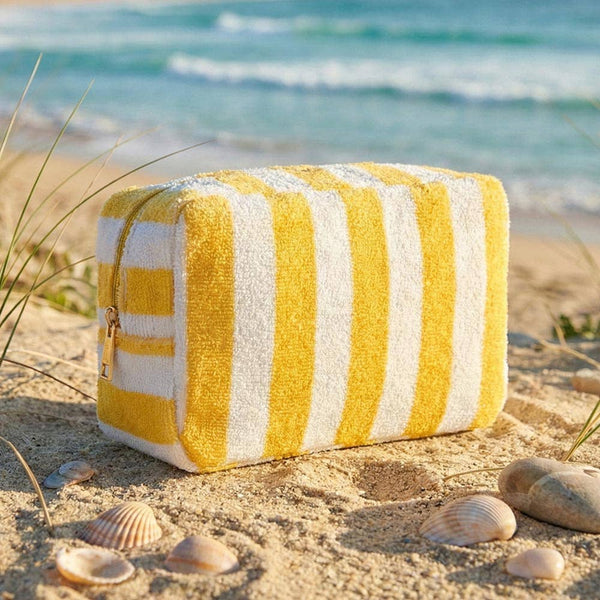Striped Terrycloth Cosmetic Bag