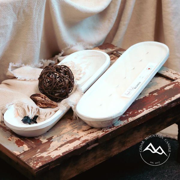 White Wood Dough Bowl Soy Candle - Christmas Hearth