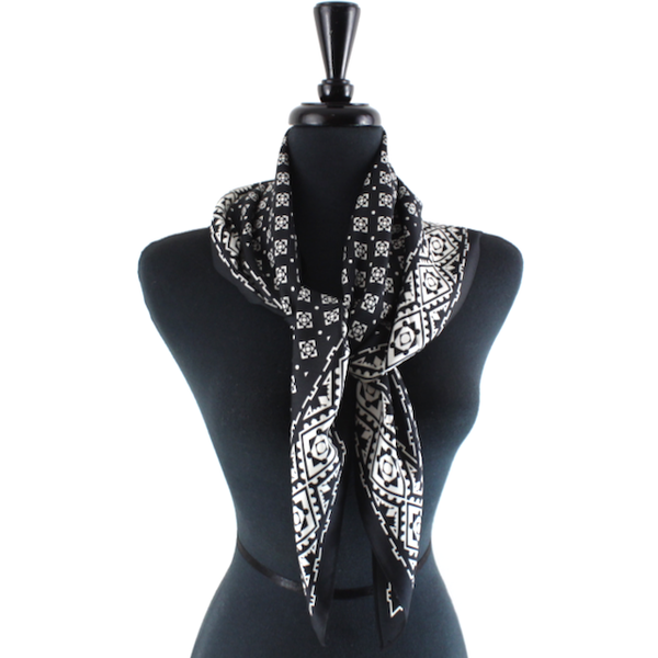 Geometric Triangle Silky Scarf - Wine